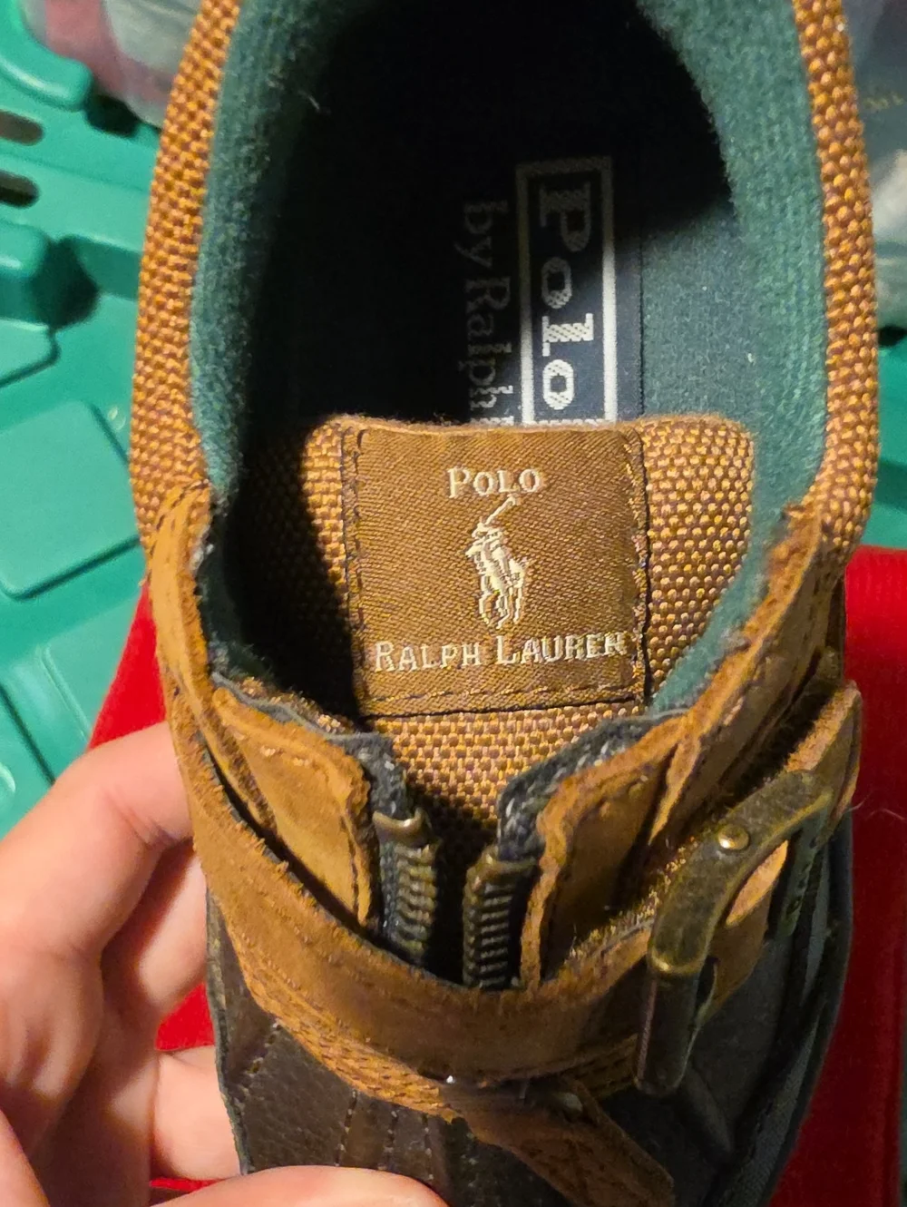 Vintage Polo Ralph Lauren Brown Duck Boots Zipper With Strap Slip On
